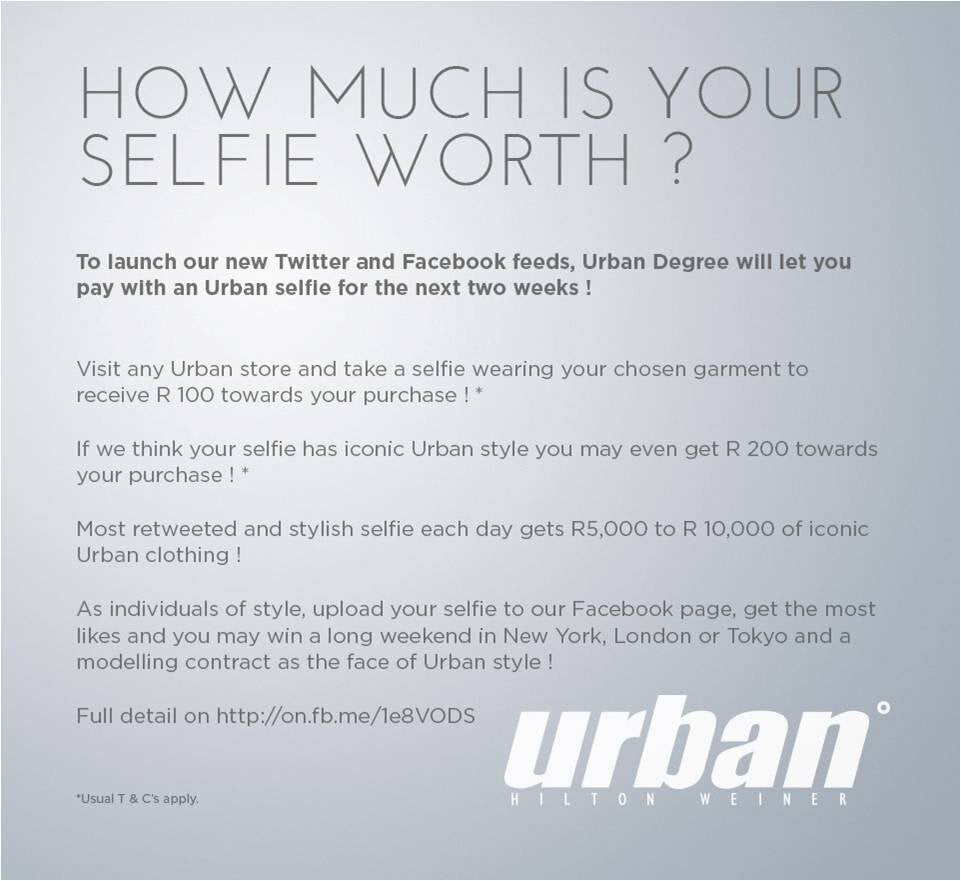 Urban Degree: Pay with a #Selfie campaign